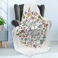 thumbnail image 4 of Saying Soft Flannel Fleece Throw Blanket, Enjoy the Little Things Message with Tiny Flowers Stars and Hearts, Cozy Plush for Indoor and Outdoor Use, 70" x 90", Multicolor, by Ambesonne, 4 of 5