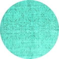 thumbnail image 1 of Ahgly Company Indoor Round Abstract Turquoise Blue Contemporary Area Rugs, 3' Round, 1 of 4