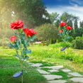 thumbnail image 2 of LED Solar Light 3-Rose Flower Lawn Stake Lamps Yard Art Garden Decor (Red), 2 of 10