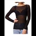 thumbnail image 3 of Tops de de Larga para Mujer, Camisetas Transparentes, Blusa de Encaje para Fiestas y Clubes Nocturnos Negro XXL, 3 of 10