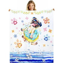 Pug Blanket Cozy Soft Flannel Throw Blanket Pug Dog Themed Birthday Gifts for Pug Dog Lovers 50×60 Inches