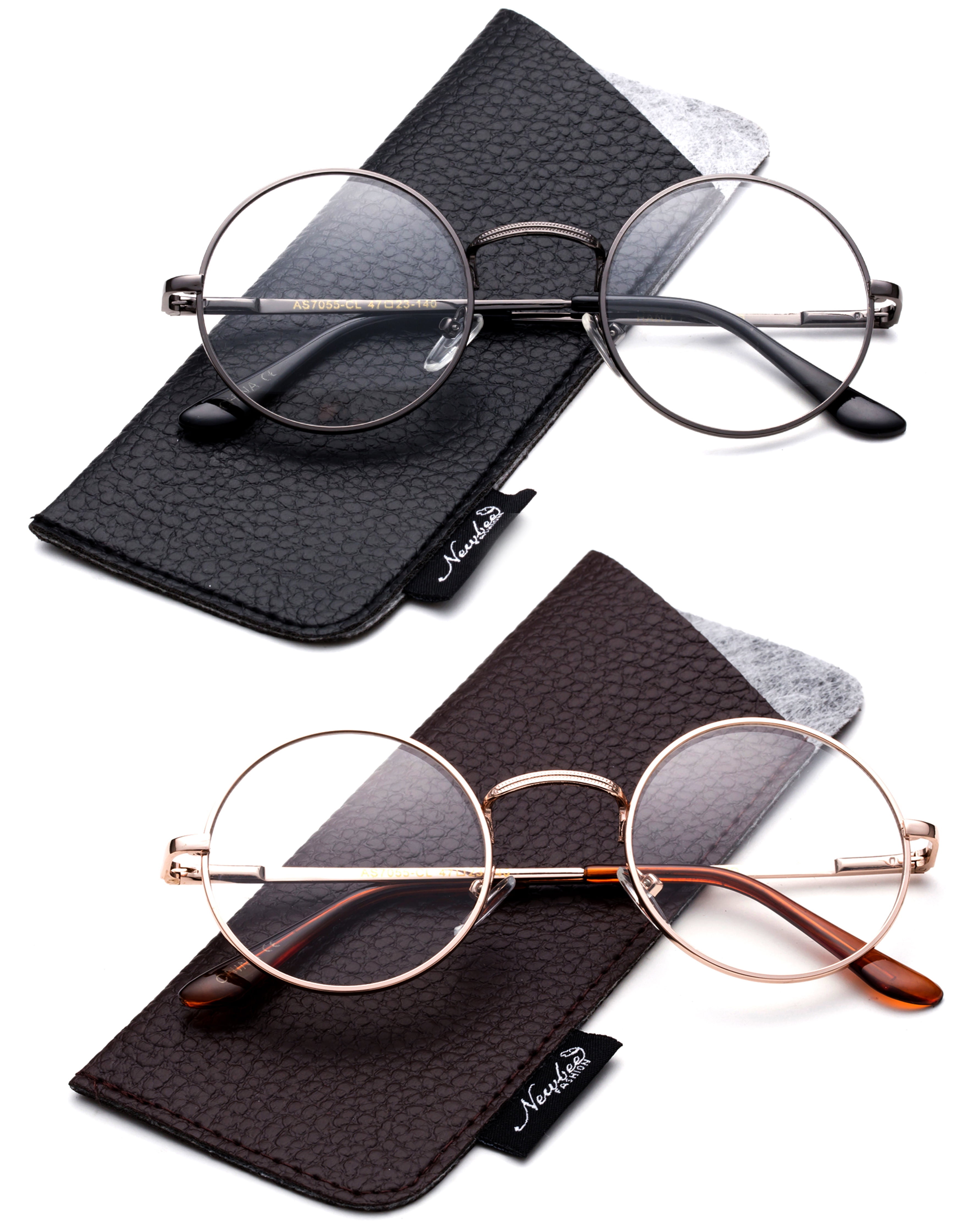 Quality Unisex Retro Round Reading Glasses Spring Hinge Stainless Steel Frame Metal Round
