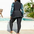 thumbnail image 4 of WREESH Womens Two Piece Swimsuit Plus Size Rash Guard Swimsuits Long Sleeve Half Zipper Swimdress with Swim Pants Bathing Suit Fashion Printed Swimsuit Black, 4 of 6