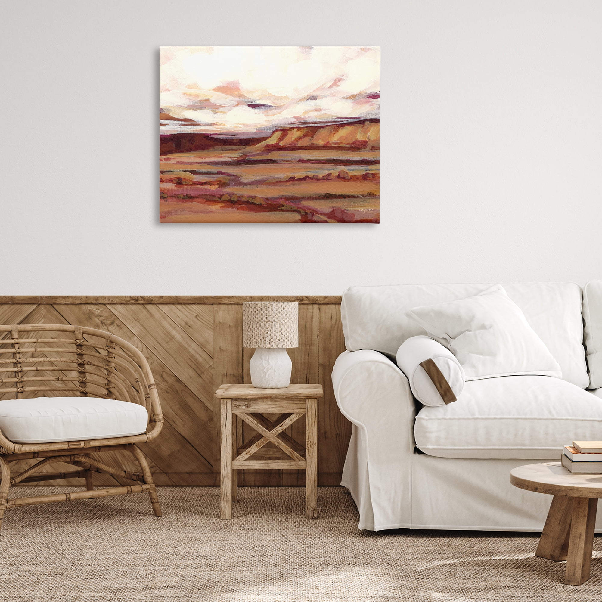 Stupell Industries Mauve Mesa Landscape Landscape Painting Gallery Wrapped Canvas Art Print Wall Art, 40 x 30