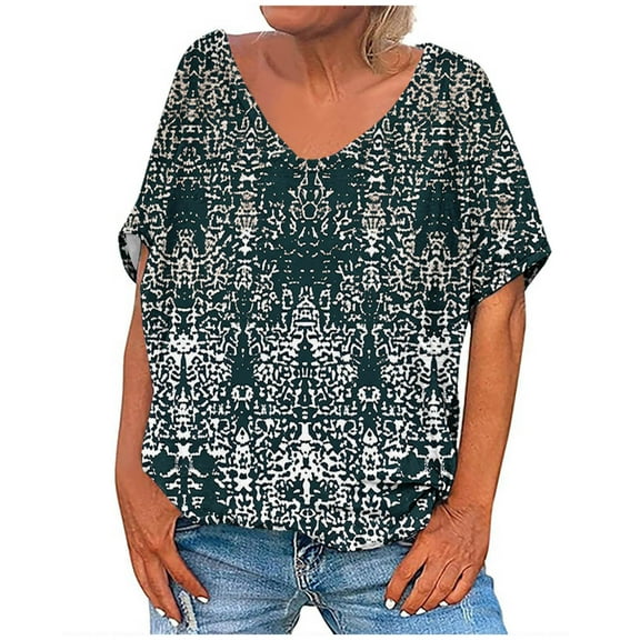 Cute Summer Tops For Teens 2026 Trendy Womens Tops Dressy Casual Sexy 3/4 Sleeve Womens Business Blouses For Work Professional 100 Percent Cotton V Neck T Shirts Women Plus Size