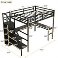 thumbnail image 2 of Full Size Loft Bed, Metal Loft Bed with L-shaped Desk and USB, High Full Loft Bed with Adjustable Shelf and Wardrobe, 350 LBS Capacity for Boys, Girls, 2 of 8