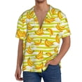 thumbnail image 2 of Zufioo Bananas On A Striped Print Mens Button Down Short Sleeve Shirt,Classic Plaid Shirt,Mens Accessories Fashion Shirt-4X-Large, 2 of 6
