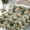thumbnail image 3 of Ambesonne Exotic Fitted & Flat Sheet with Sham 3 Pcs Set, Bird Flowers Tropical Design, Twin XL, Marigold Green Eggshell, 3 of 5