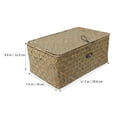 thumbnail image 4 of Cesta de paja Masteelf con tapa, cesta tejida de ratán, caja de almacenamiento para ropa de escritorio, artículos diversos, para dormitorio, decoración del hogar (L), 4 of 8