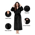 thumbnail image 3 of LOFIR Womens Soft Hooded Plush Robe, Luxury Fluffy Robe Long Fleece Spa Bathrobe for Women (XL, Black), 3 of 7