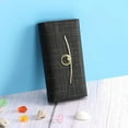 thumbnail image 3 of Elegante billetera de cuero genuino, diseño de tres pliegues con bloqueo RFID, para mujer, cartera de mano de moda con múltiples ranuras para tarjetas, 3 of 7