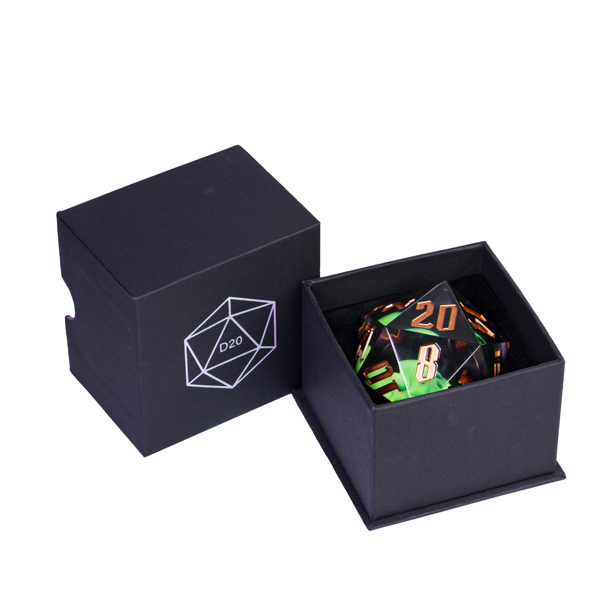 Cusdie 55MM D20 DND Dice Sharp Edges Dice, 20 Sided Resin Skull Dice, Single D20 Polyhedral Dice with Gift Box for Dungeons and Dragons TTRPG Role Playing Game Pathfinder