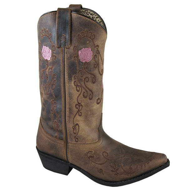 SMOKY MOUNTAIN BOOTS Women Rosette Western Boots, Color Brown Oil