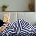 thumbnail image 3 of Navy Soft Flannel Fleece Throw Blanket, Modern Symmetric Triangles Geometric Continuous Abstract Lines Illustration, Cozy Plush for Indoor and Outdoor Use, 70" x 90", Indigo Cream, by Ambesonne, 3 of 5