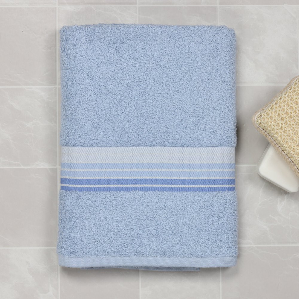 Mainstays Basic Bath Collection Single Bath Towel, Light Blue Ombre