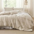 thumbnail image 2 of Full Comforter Set - 4 Pieces Pinch Pleat Bed Set, Linen Boho Bedding for All Season, 1 Soft Comforter, 2 Pillowcases, 1 Decorative Pillow, 2 of 9