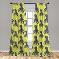 thumbnail image 5 of Ambesonne Octopus Curtains, Abstract Characters, Pair of 28"x95", Pale Yellow Cadet Blue, 5 of 5