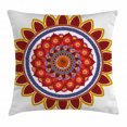 thumbnail image 1 of Red Mandala Throw Pillow Cushion Cover, Round Figure with Leaves and Summer Meadow Daisies Sunflowers Colorful Joyous, Decorative Square Accent Pillow Case, 16 X 16 Inches, Multicolor, by Ambesonne, 1 of 2
