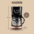 thumbnail image 4 of Haden Coffee Machine, 12 Cup Programmable Drip Coffee Maker, Black & Copper, 4 of 9