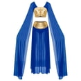 thumbnail image 3 of iiniim 2-Piece Women Belly Dance Dress Chiffon Crop Top and Split Dress Party Dancewear Royal Blue S, 3 of 7