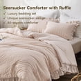 thumbnail image 3 of Beige Ruffled Seersucker Queen Comforter Set 3 Piece Lightweight All Season, 3 of 6