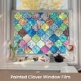 thumbnail image 2 of Fancy-Fix Colorful glass privacy window film, 3D privacy decorative window film, bathroom,thermal control sunshade window film, clover 17.3"x 78.7", 2 of 4
