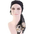 thumbnail image 2 of 1Pc/3Pcs Women Vintage Silky Turbans Bonnet Elastic Wide Band Multifunction Printing Hat Chemo Hair Loss Cap, 2 of 7