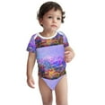 thumbnail image 2 of Xecao Colorful Purple Cosmos Flower Pattern Baby Climbing Bodysuit Short Sleeve Onesie Unisex 0-12 Months Baby Shirt Newborn Outfits Crotch snap design-2 Years, 2 of 6