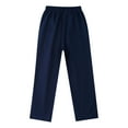 thumbnail image 5 of Xnihocha Kids Boys School Uniform Pants Elastic Waist Solid Straight-Leg Pants Pull On Trousers with Pockets Navy Blue 10-11, 5 of 7