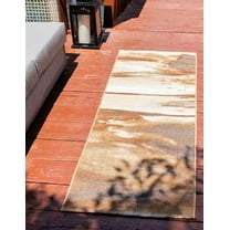 Unique Loom Outdoor Modern Collection Area Rug - Shore (2' 7" x 5' 3" Runner Brown/Beige)