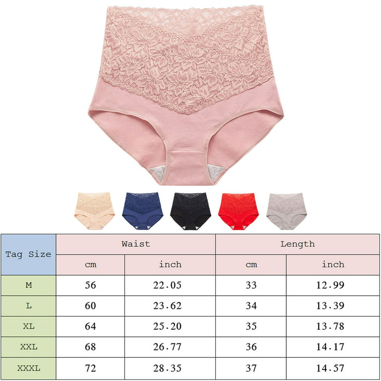 Cathalem Ladies Nylon Panties with Cotton Crotch Women Solid Color Cotton V  Neck High Waist Lace Womens Underwear Briefs Underpants Red Medium