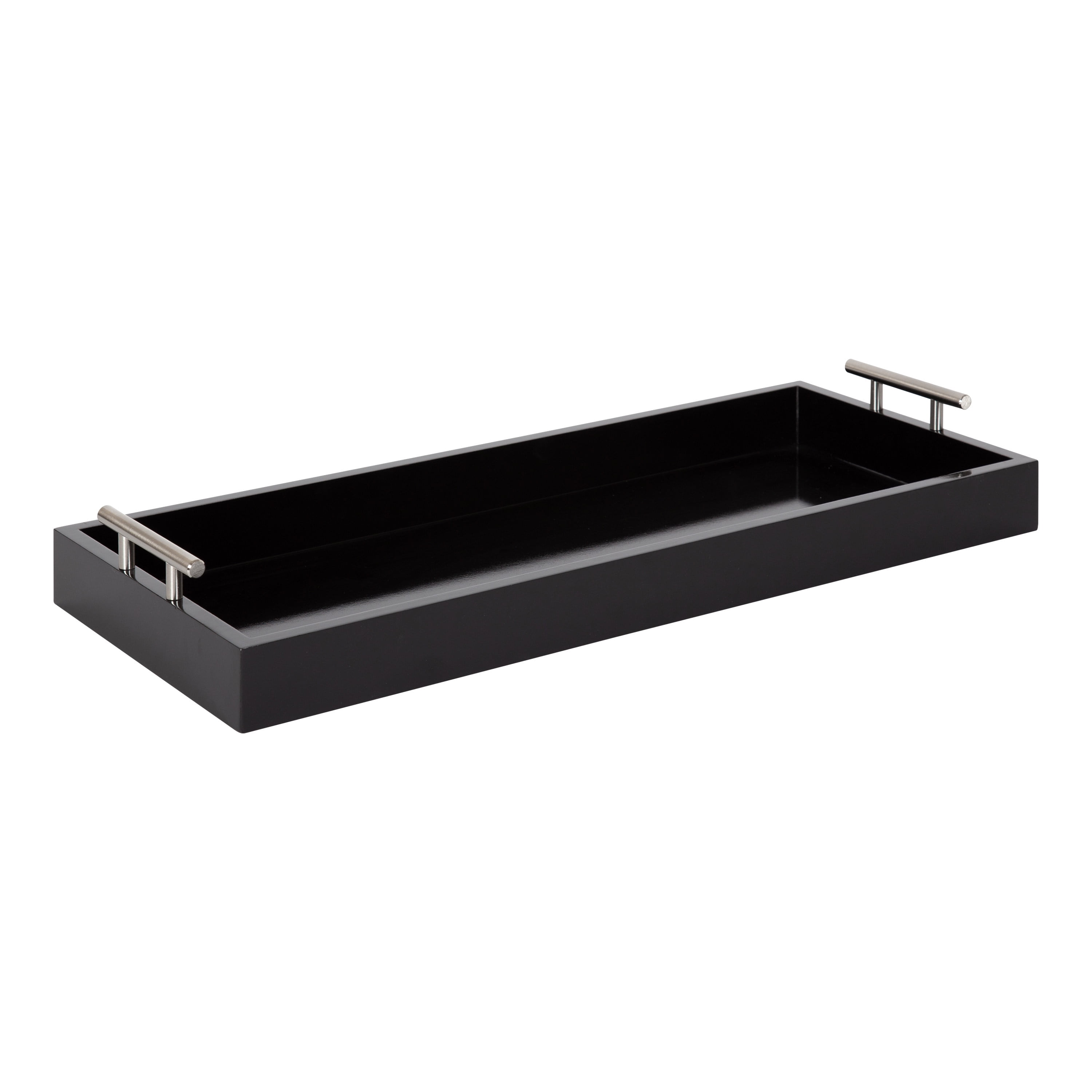 Kate and Laurel Lipton Narrow Decorative Tray, 10 x 24, Black and