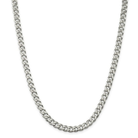Sterling Silver 7mm Curb Chain Necklace - 46.8 Grams - 26 Inch