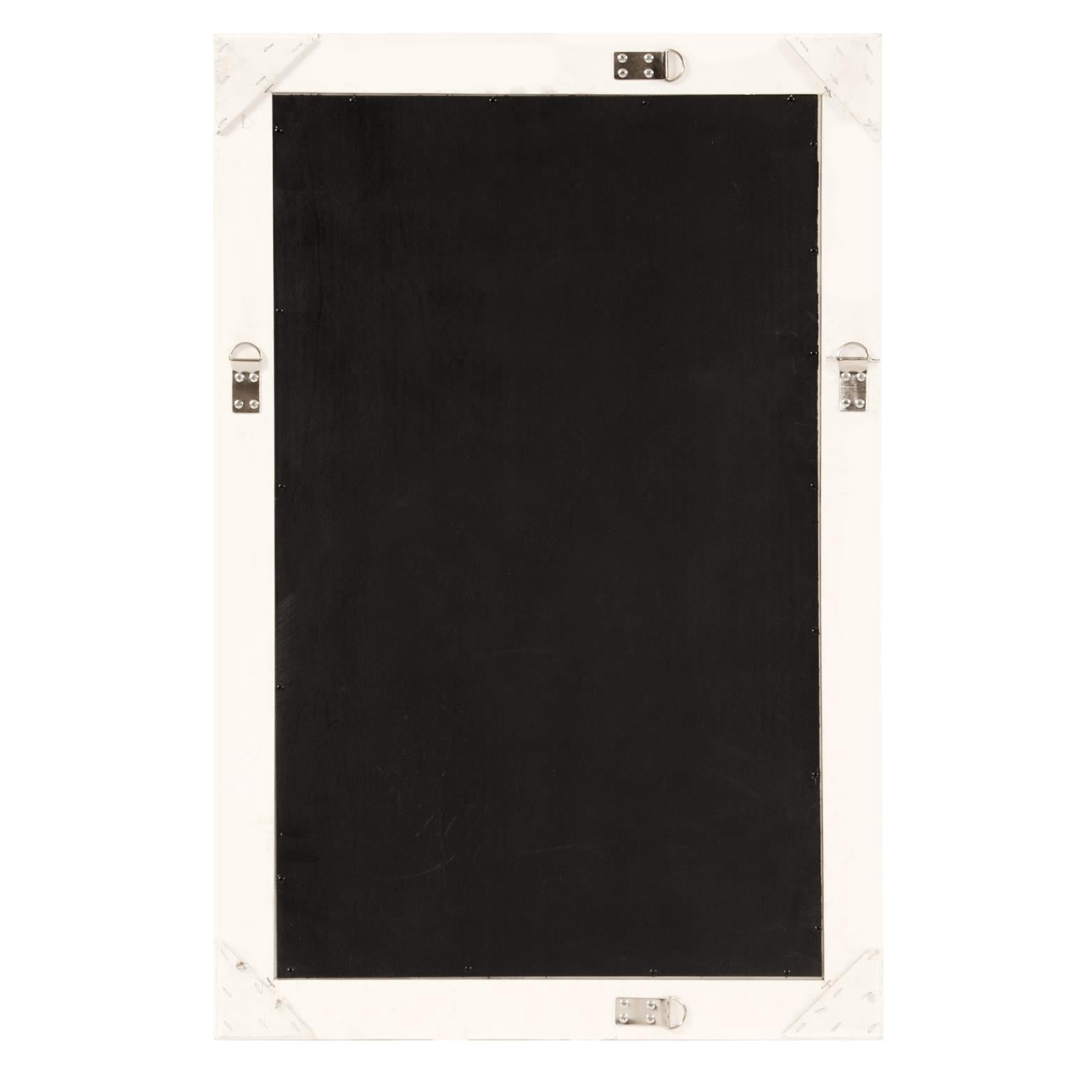 Tyler Dillon Glossy White Rectangular Beaded Texture Wood Framed Wall Mirror - 36"H x 24"W