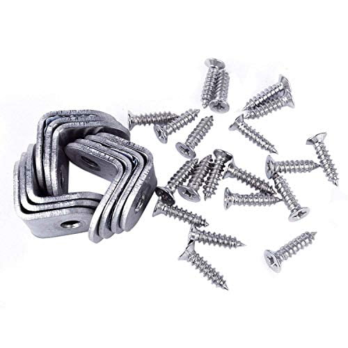 Bronagrand 14pcs 90 Degree 3 Size Right Angle Brackets Fastener Stainless Steel Corner Braces L Shaped Furniture Fastener Corner Brace Joint Corner Connector with Screws