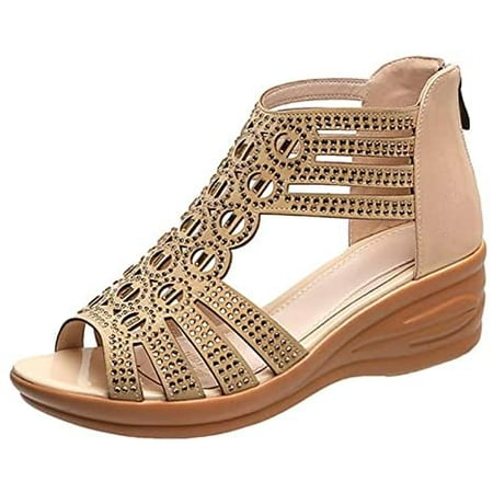 

Women s Slide Sandal- Supportive Strappy Sandals That Include Three-Zone Comfort with Orthotic Insole Arch Support Flat Sandals