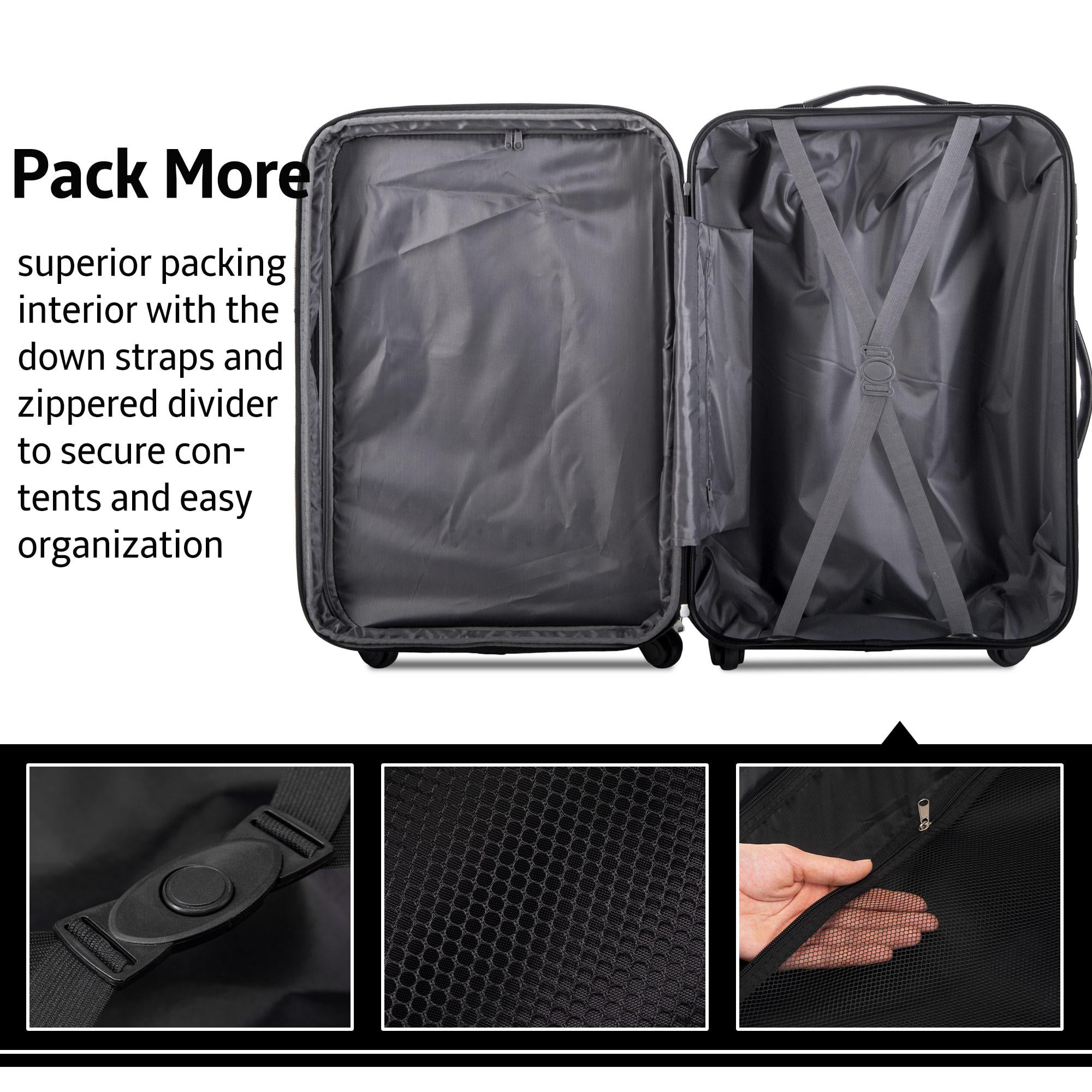 3 Piece Luggage Set Hardside Spinner Hardshell Suitcase with