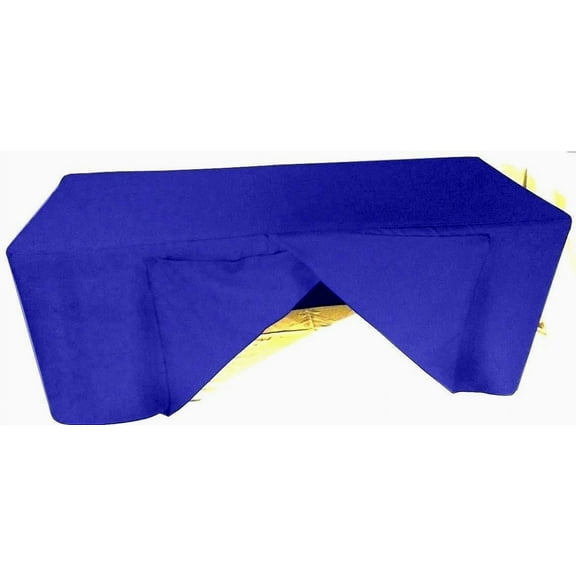 6' ft. Fitted SLIT OPEN BACK Polyester Tablecloth SHOWS Table Cover Royal Blue"