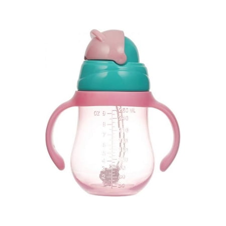 Sippy Cups For Toddlers with Straw Spill Proof,Learner Cup with Handle for Babies, Water Bottle for Baby 6 Months,Pink
