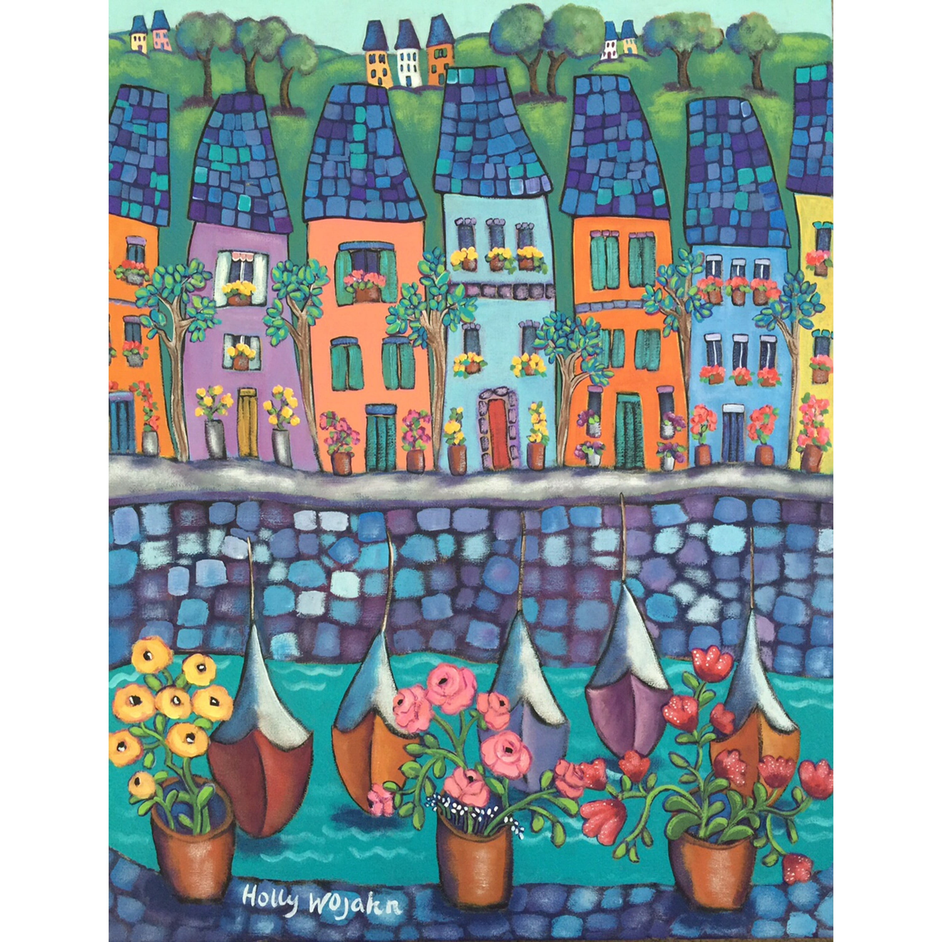 Marmont Hill "Ville Par La Port" by Holly Wojahn Painting Print on Wrapped Canvas