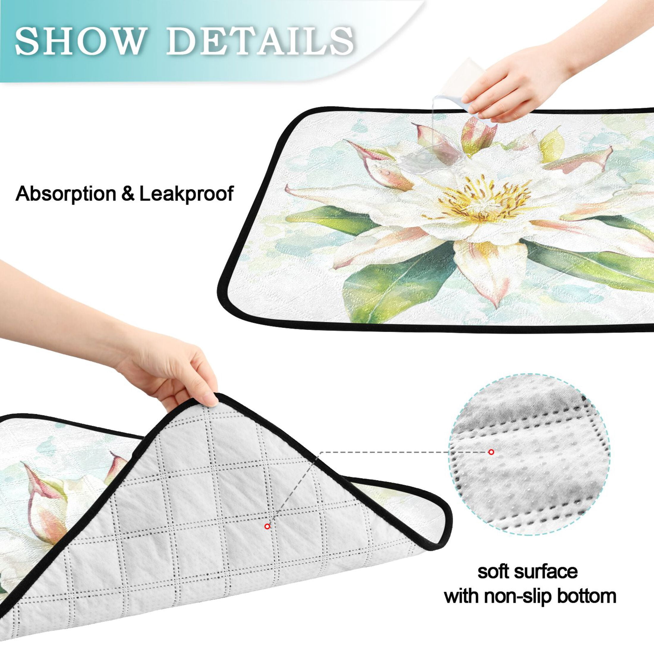 Qxltty Epiphyllum Oxypetalum Cat litter Pads Pet Set of 2 Diaper Mats Center Anti-leakage Layer Absorbent Soft and Comfortable