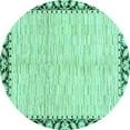 thumbnail image 1 of Ahgly Company Machine Washable Indoor Round Abstract Turquoise Blue Modern Area Rugs, 5' Round, 1 of 4
