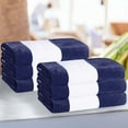 thumbnail image 3 of Superior Cabana Striped 6-Piece Oversized Cotton Beach Towel Set, Blue, 3 of 8
