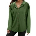 thumbnail image 2 of MOSHU Oversize Hoodies for Women Loose Fit Drawstring Hooded Womens Sweatshirts Button Down Shacket Jackets with Pocket, 2 of 7