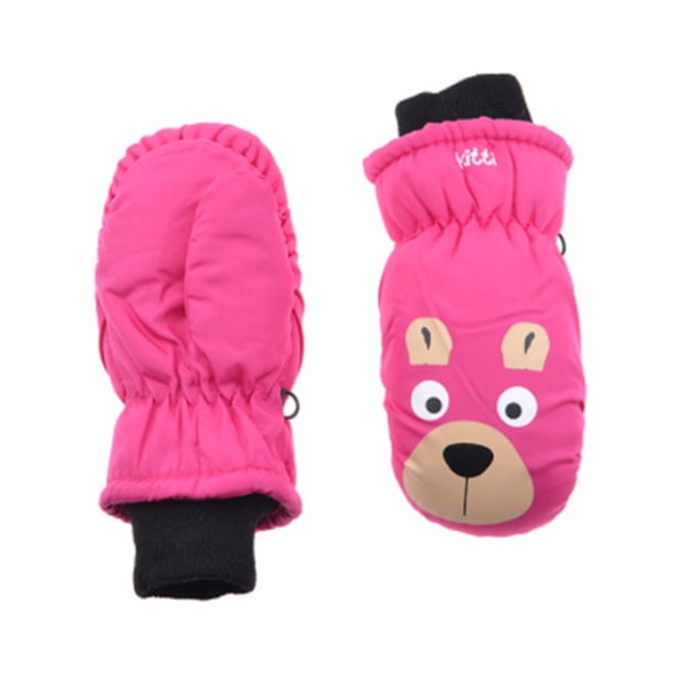 Injueey 6 pares de manoplas para niños, impermeables, de invierno, unisex, dibujos animados, regalos para niños, suministros de esquí, adorables Suministros térmicos Rosa Injueey HA059224-05B