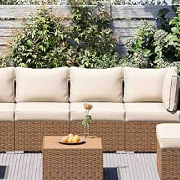 Outdoor Patio Covers Replacement Waterproof Cushion Covers Protector for Pets Washable Stretch Sofa Couch Slipcovers Set (Cover Only) (Beige)