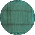 thumbnail image 1 of Ahgly Company Machine Washable Indoor Round Abstract Turquoise Blue Modern Area Rugs, 7' Round, 1 of 4