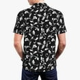 thumbnail image 5 of Vsdgher Black White Leaves Print Men's Short Sleeve Stretch Polo Shirt, Moisture-Wicking Performance Polo Shirt, 5 of 8