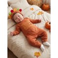 thumbnail image 4 of Cjfdfy Newborn Baby Boy Girl Thanksgiving Outfits Long Sleeve Turkey Embroidery Jumpsuit With Hat My First Thanksgiving Little Turkey Fall Outfit 0-6 Months, 4 of 9