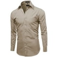 thumbnail image 4 of Men's Classic Fit Long Sleeve Wrinkle Resistant Button Down Premium Dress Shirt (Light Gray,M), 4 of 4